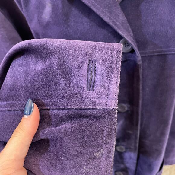St Johns Bay Purple Suede Jacket Women’s XL Button Front Fall Winter Layering - Picture 12 of 16